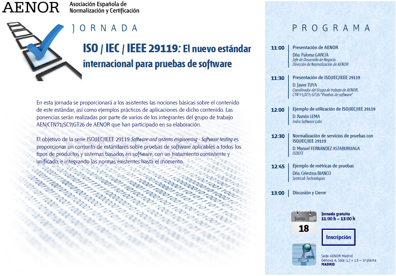 Programa Jornada Pruebas de Software ISO/IEC/IEEE 29119